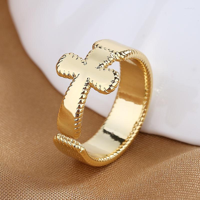 

Wedding Rings French Fashion Personality Cross Open For Women 2022 Trendy Punk Couple Party Jewelry Accessories Gift