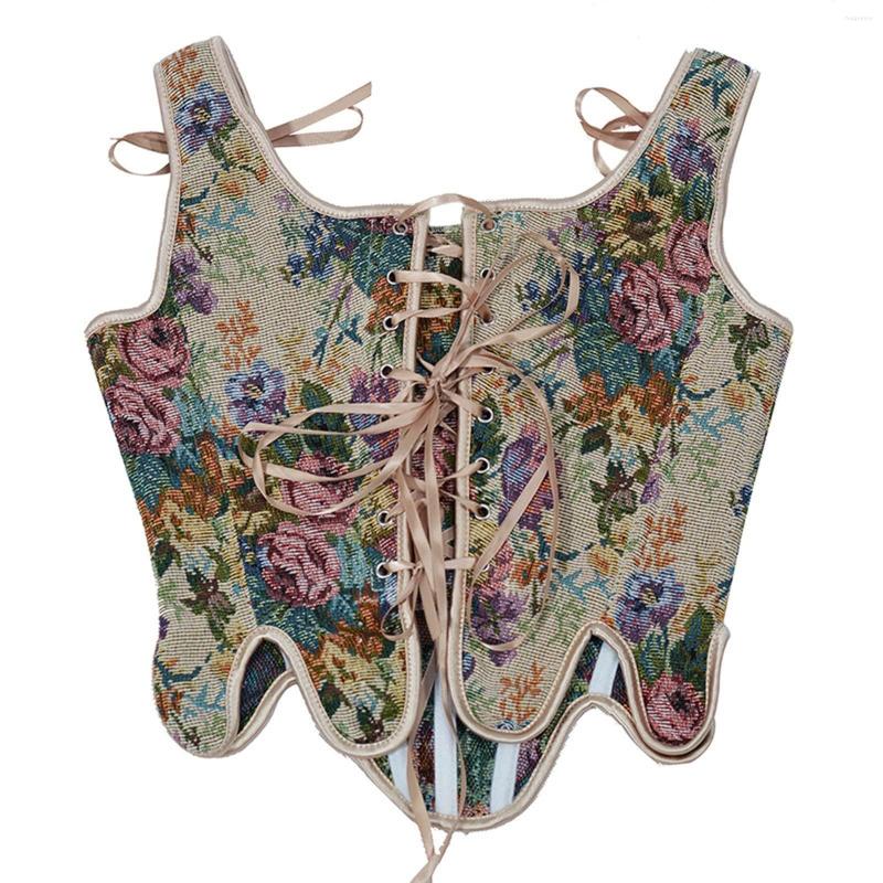 

Women' Shapers Womens Sexy Bustier Corset Top Eyelet Fashion Floral Print Push Up Crop Tops Vintage Tank Party Clubwear Bodice V Sweat, Beige