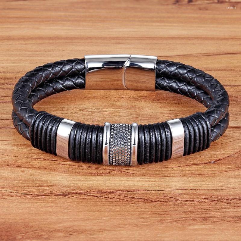 

Charm Bracelets XQNI Geometric Style Bracelet For Boys Stainless Steel Genuine Leather & Bangle Birthday Jewelry Party Gift