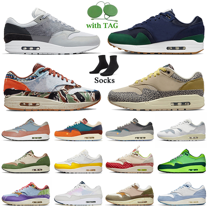 

With Socks Max 1 OG Running Shoes 2022 Women Mens Airsmx Amax 1s Patta White Black Safari Cobblestone Tour Yellow London Concepts Heavy Cactus Jack 87 Trainer Sneakers, D35 obsidian 36-45