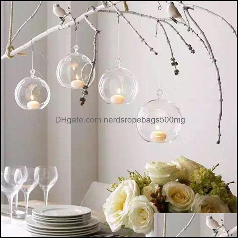

Candle Holders Borosilicate Glass Crystal Hanging Candle Holder Candlestick Home Wedding Party Dinner Decor Grass 172 V2 Drop Deliver Dhnkw