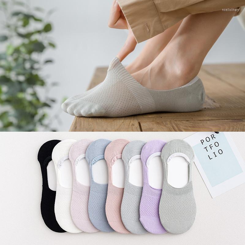 

Women Socks 5 Pairs Set Summer Breathable Candy Color Pack Non-Slip Mesh Invisible Slipper Solid Female Cute Cotton No Show Lot