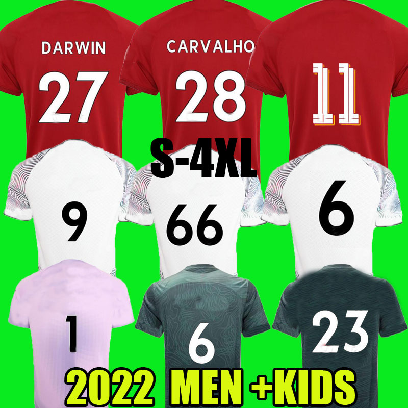 

22 23 season home away soccer jerseys 3rd RED YELLOW 2022 2023 Mohamed Diogo Luis DIaz DARWIN RAMSAY Alexander Arnold Carvalho football shirts men kids kits uniforms, Home+patch