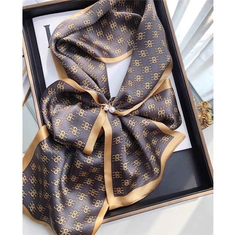 

Cravat Hangzhou classic Arc de Triomphe versatile double-layer double-sided silk narrow scarf ribbon