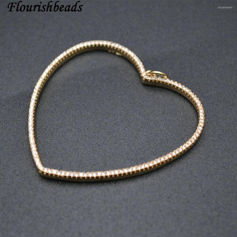 

Pendant Necklaces 2022 Design Big Size 48mm Hollow Out Metal Heart CZ Beads Setting Fit Necklace Jewelry Making