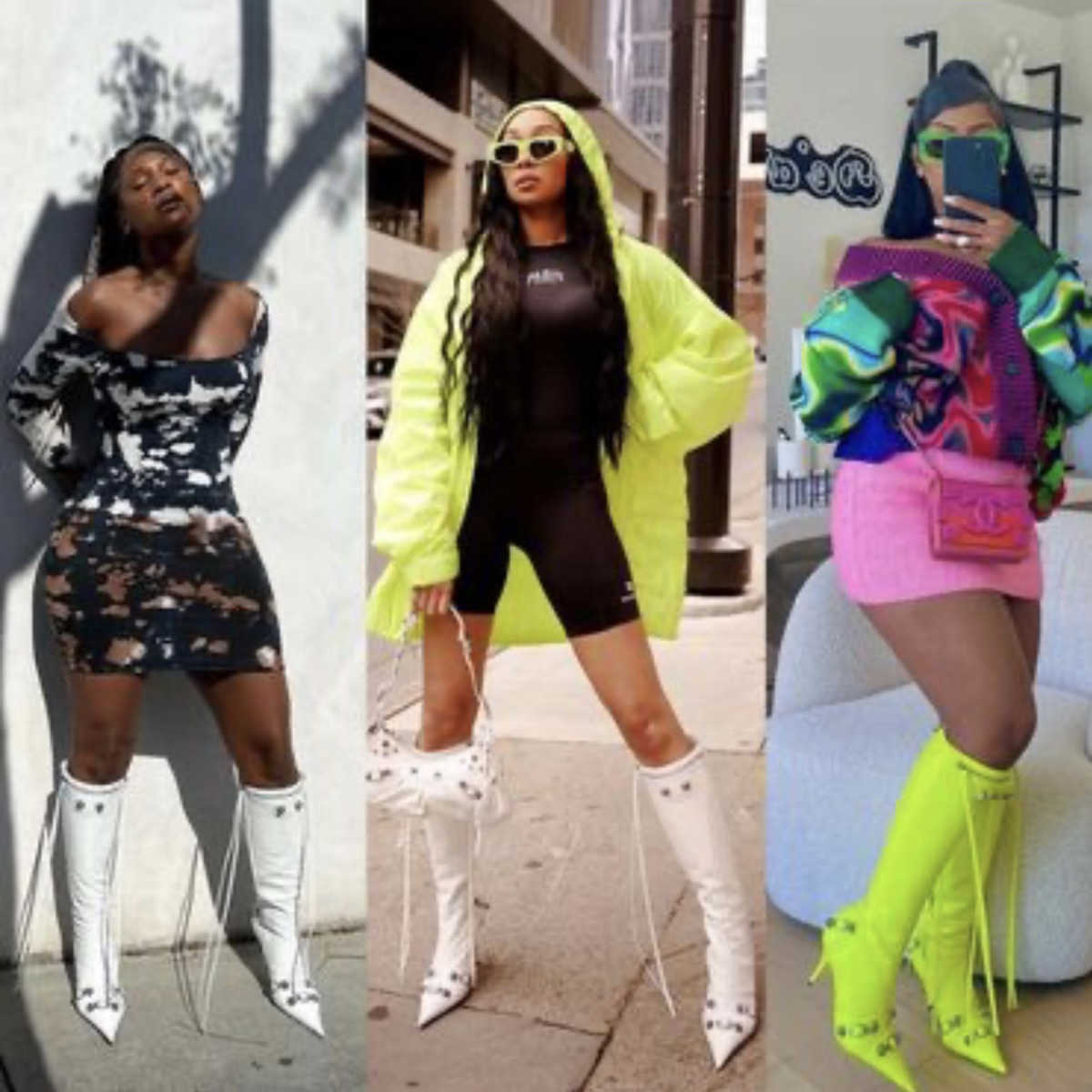 

Cagole lambskin leather knee-high boots stud buckle embellished side zip shoes pointed Toe stiletto heel tall boot luxury designers shoe, Black