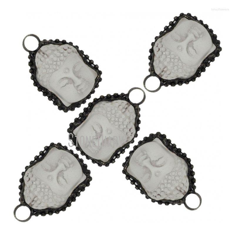

Pendant Necklaces PM38064 Gunmetal Plated Soldered Buddha Head Tin Glass Crystal Soldering Buddhism Jewelry