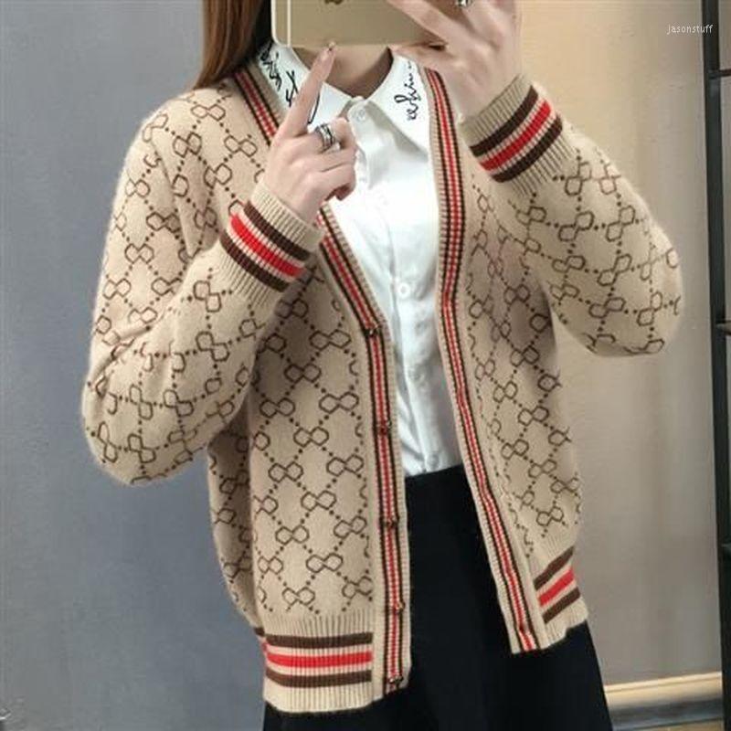 Femmes tricots 2022 automne hiver femmes pull avec boutons à manches longues rayé tricoté Cardigan dames arrivée surdimensionné luxe chandails ch