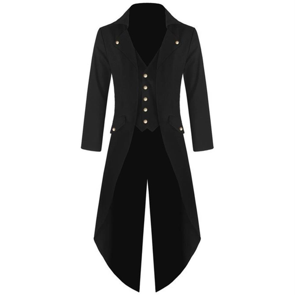 

Men's Trench Coats Coat Jacket Steampunk Men Punk Retro Tuxedo Male Tailcoat Suits 2021 Windbreaker Long Blazer Plus Size  Mens221w, Black