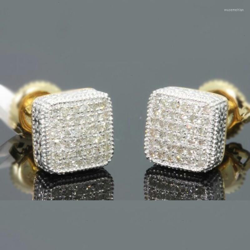 

Stud Earrings Gold Color Iced Out Square Bling Earring Men Hip Hop Luxury Rhinestone Geometry For Women Jewelry Z3M130