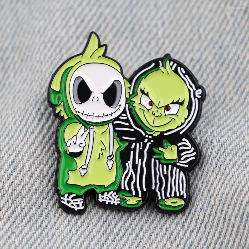 

Brooches YQ553 The Nightmare Before Christmas Enamel Pin Green Monster Cartoons Brooch Badge Decorative Clothes Lapel Jewelry Gift