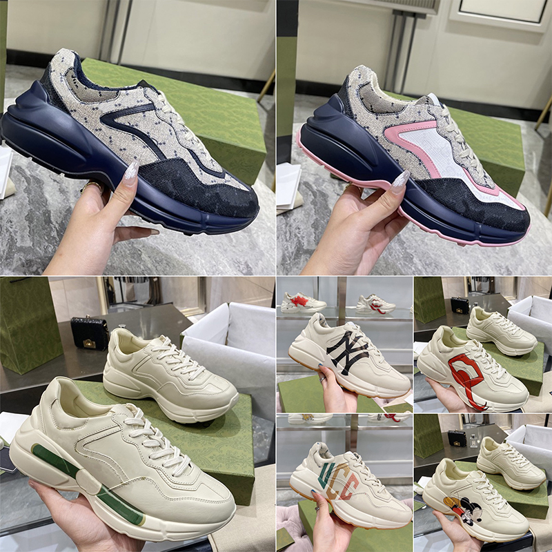 

Platform Casual shoe Rhyton top Sneaker Plaid pattern Designer shoes Sneakers Beige Chaussures Men women Trainers tiger print Vintage Luxury Outdoor Ladies Shoe, 13