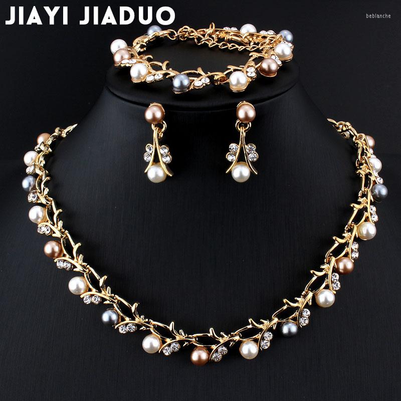 

Necklace Earrings Set Jiayijiaduo Imitation Pearl Wedding Earring Sets Bridal For Women Elegant Party Gift Fashion Costume, Picture shown