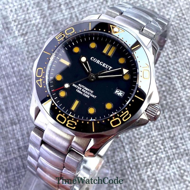

Wristwatches 41mm Automatic Mens Watch NH36A Sapphire Cyrstal Black/Blue/White Dial Date Window Ceramic Bezel InsertWristwatches