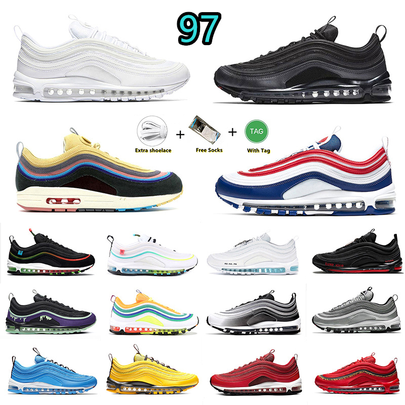 

97 Outdoor Shoes Sean Wotherspoon Triple Black 97s Triple white Jesus Satan Halloween Slime USA Blue Hero Bright Citron Running Shoe for Men and Women, Item#14