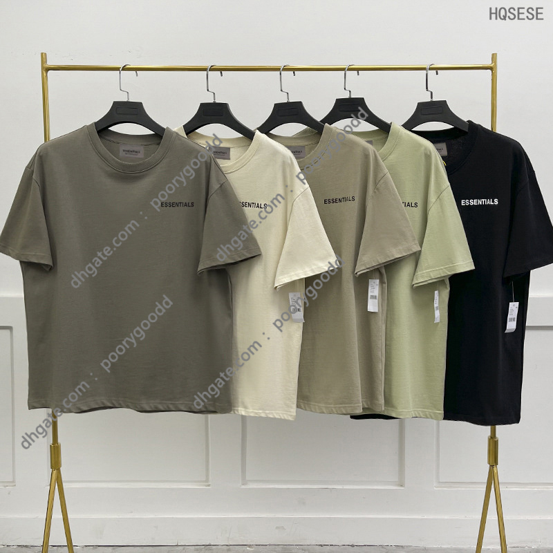 

ESS11 Men's Cotton T Shirt High Street Oversized T-shirt ESSENTIALS Men's clothing Short Sleeve Casual T-shirt for men Letters Printing Loose Hip Hop Tops, Green