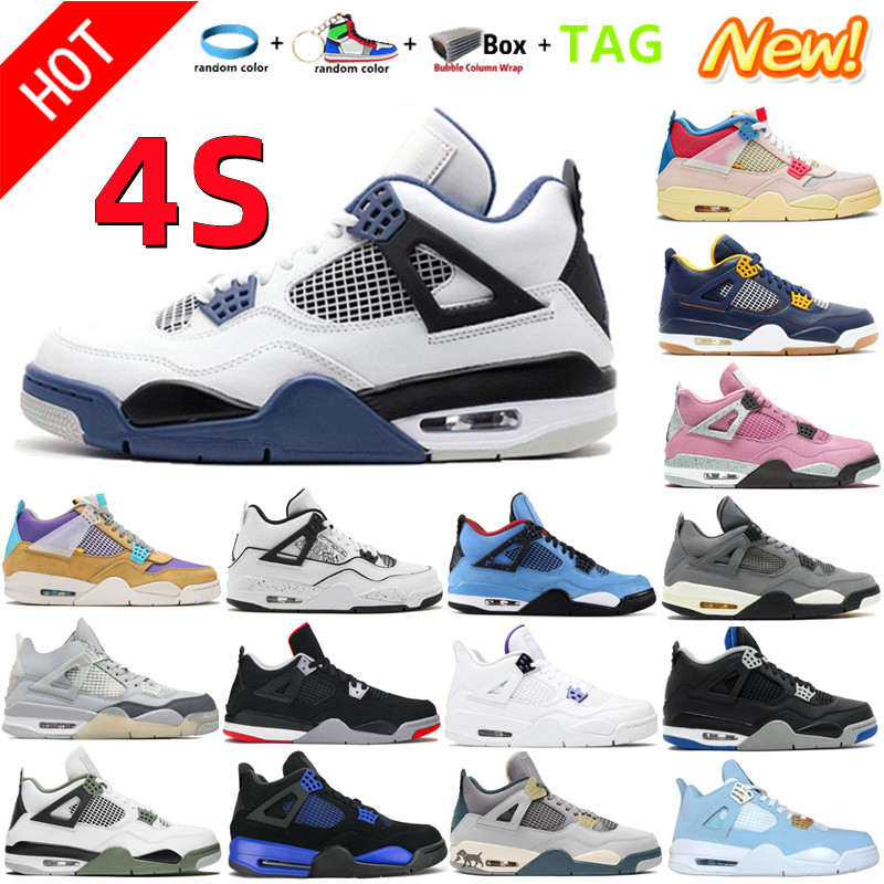 

2022 IV 4 4S Basketball Shoes University Blue Midnight Navy Messy Room Black Cat White Neon 95 Unisex Sports Sneakers Trainers Fire Red Bred Sail Men Women 36-47, Box
