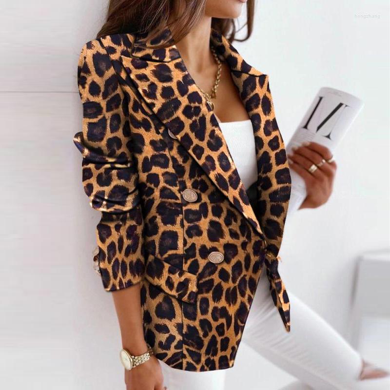 

Women' Suits 2022 Women Blazer Fashion Korean Style Leopard Jackets For Female Plus Size Elegant Slim Short Autumn Leisure Coats, 02