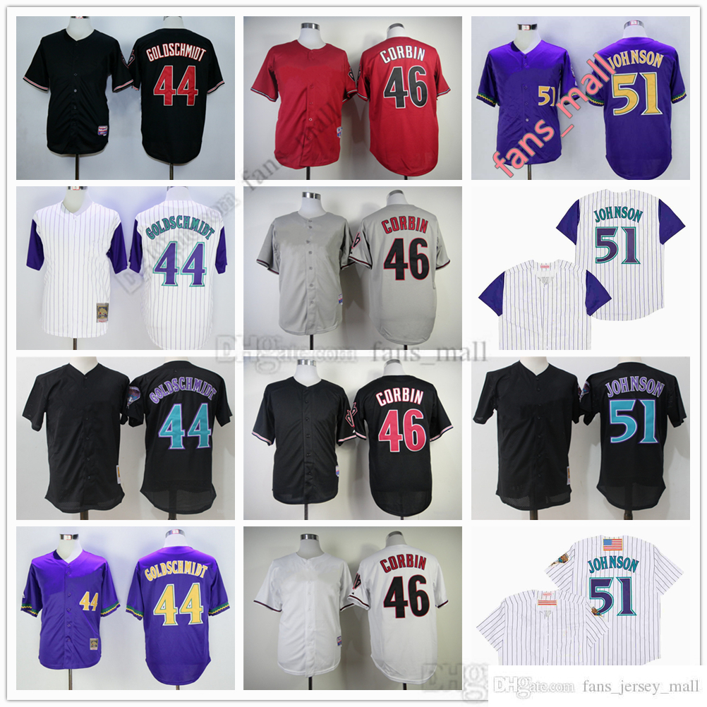 

Movie Mitchell and Ness Baseball Jersey Vintage 44 Paul Goldschmidt Jersey 46 Patrick Corbin 51 Randy Johnson Stitched Breathable Sport Sale, As picture (with team name)