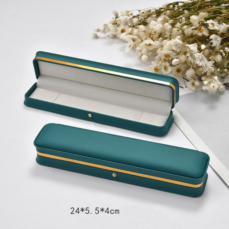 

Jewelry Pouches Pu Leather Gift Box Navy Blue Green Velvet Earring Ring Pendant Package Bracelet Necklace Organizer Case