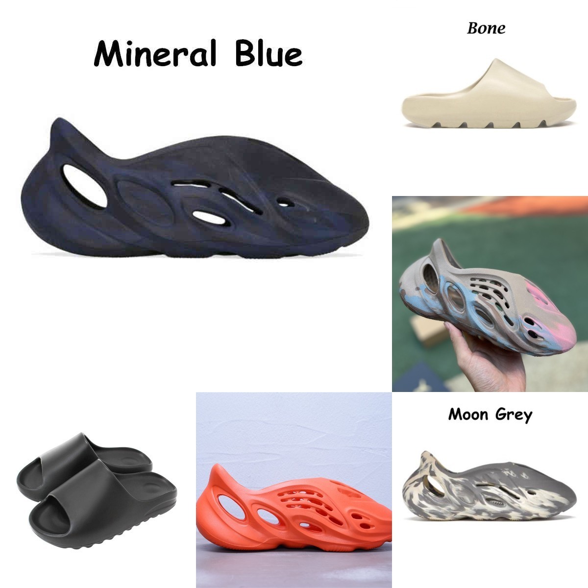 

2021 New Box Foam Runner Slipper Sandal Casual Shoes Shoes Men Women Resin Desert Sand Bone Triple Black Soot Earth Brown Fashion Slides Sandals Us 5-11 X01, Shau