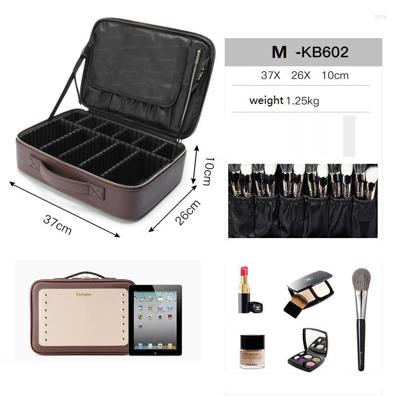 

Cosmetic Bags Fashion Women Case Makeup Bag Ladies' Beauty Box Large Multilayer Clapboard Portable Travel Storage, Khaki