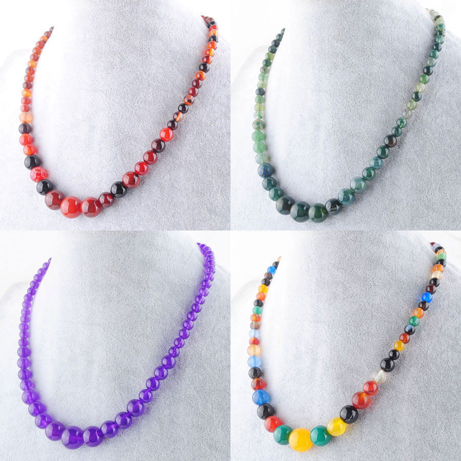 New Design Natural Stone for Women Beaded 6-14 mm Graduated Dream agate Round Beads Chains Yoga Necklaces 17.5 Inch BF301-image-798245202