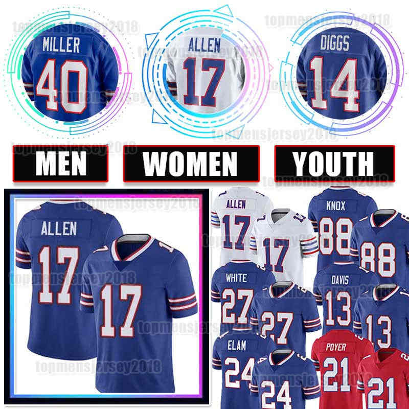 

17 Josh Allen Jersey 14 Stefon Diggs Gabriel Davis Football Von Miller Buffalos Dawson Knox Tre'Davious White Micah Hyde Matt Milano Billes Isaiah McKenzie Tyler Bass, Men {s-xxxl}