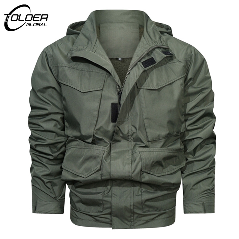 Mens Jackets Mens Outdoor Hiking Camping Jackets Hooded Windbreaker Coat Autumn Casual Jacket Tactics Army Military Multiple Pockets Coats 220902