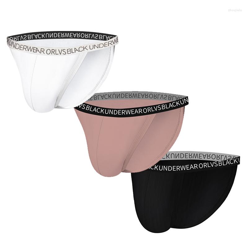 

Underpants ORLVS 3 Pcs/lot Men Underwear Briefs Modal Colors Sexy Comfortable Soft Panties Drop Wholesale, (3)or6102-pink