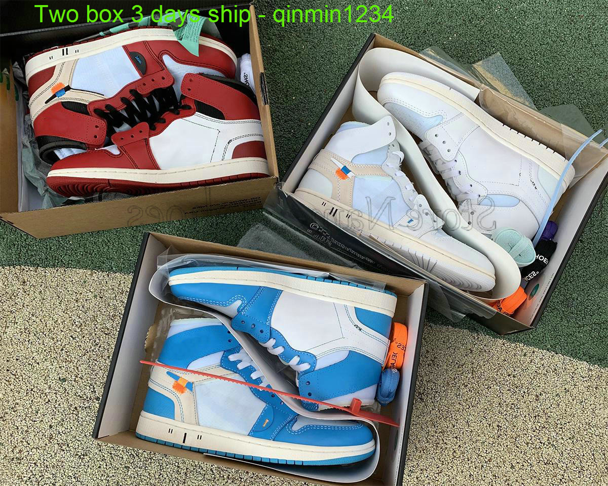 

with 2 box 3 days ship basketball shoes 1 High OG Jumpman 1s Joint Chicago Red White Designer Basketball Shoes UNC Blue Men Women off Trainer Sports Sneakers, Bubble wrap packaging