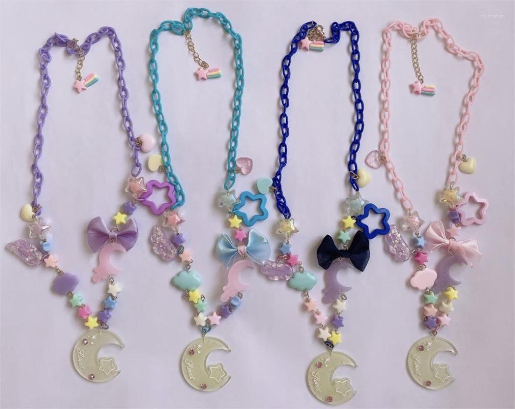 

Chains Lolita Cute Harajuku AP Meteor Plastic Necklace Sweet Pink Blue Purple Ornament
