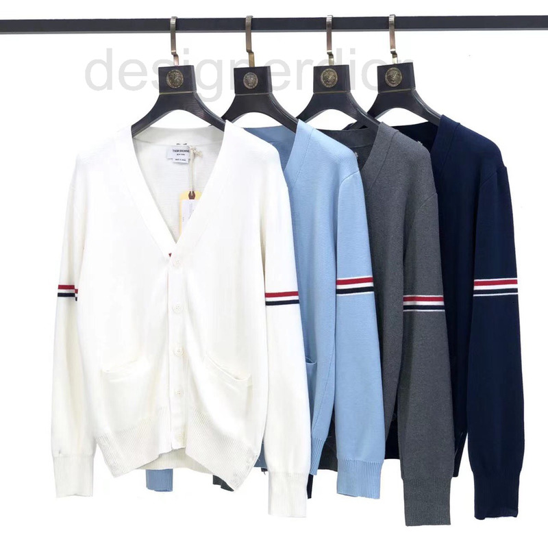 

Men's Hoodies & Sweatshirts designer High version 2022 autumn winter new TB classic basic double sleeve side webbing cardigan knitted sweater jacket DA6A, 2# packing bag