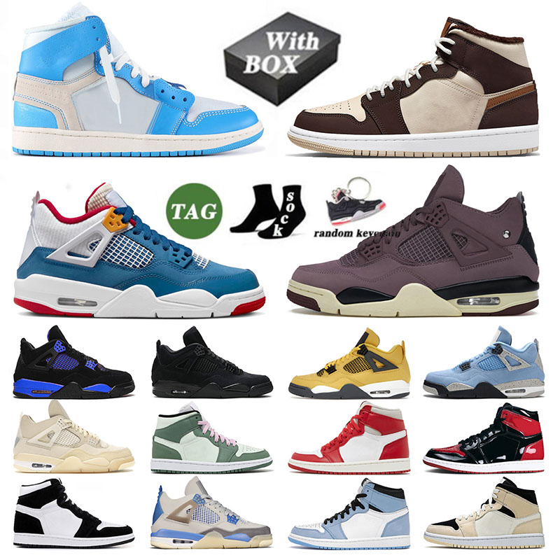 

With Box Jumpman 1 4 High Basketball Shoes For Mens Womens Designer 1s Denim Newstalgia High Panda Pink 4s IV Black Royal Mid Dutch Green Sneakers Big Size 12 13 Eur 46 47, # 36-47 pine green