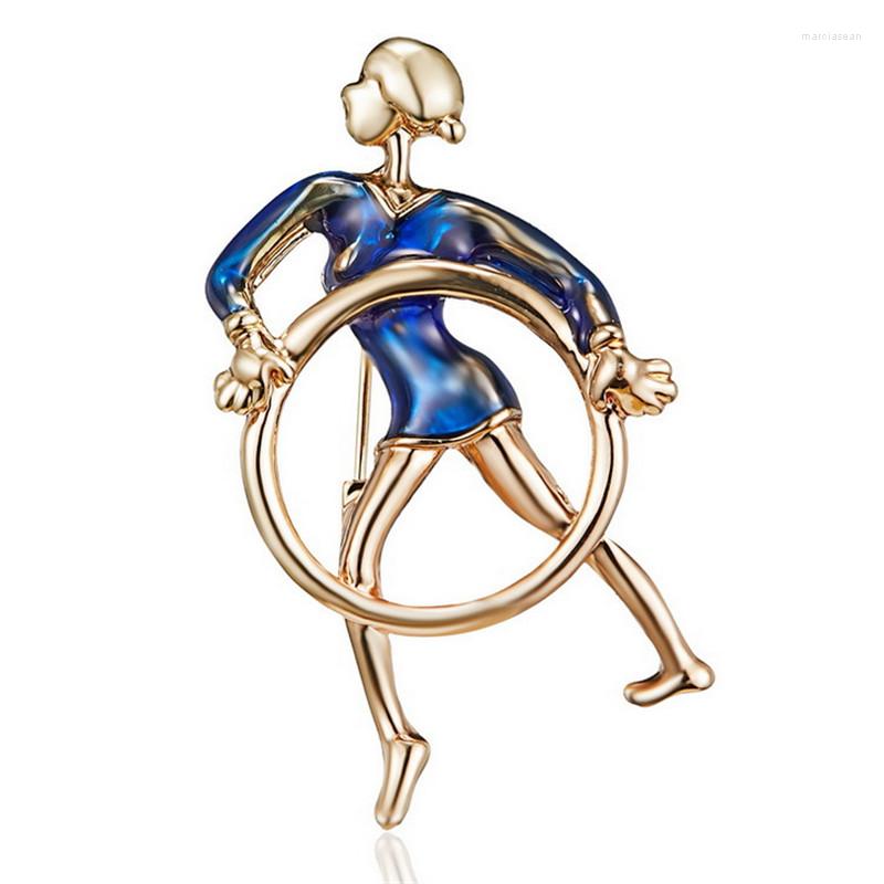 

Brooches Est Arrival High Quality Stylish Elegant Available Enamel Pin Gymnastic Girl For Women Alloy Gym Brooch Jewelry Gift