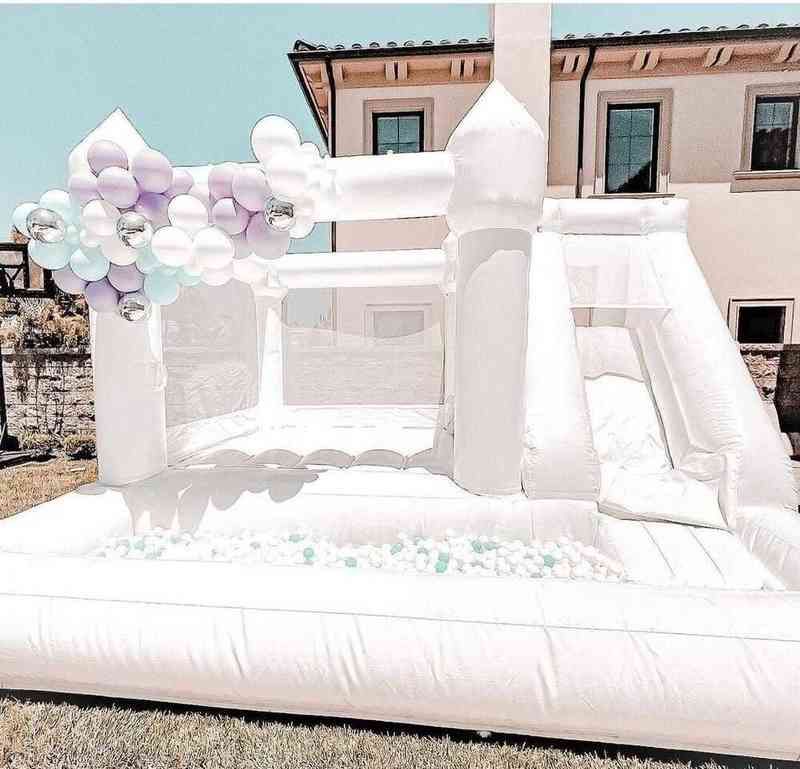 

Bounce House White Inflatable Bouncers Castle Wedding Sliding With Blower Party Outdoor