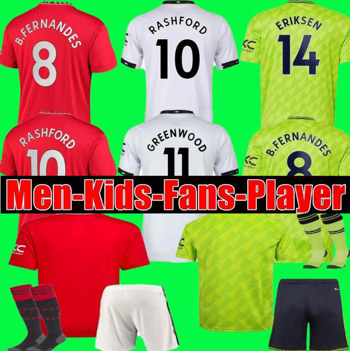

MAN UTDs 22 23 soccer jerseys Cristiano RASHFORD B.FERNANDES SANCHO football shirts THAI version adult kids kit RONALDO MAGUIRE POGBA CAVANI RONALDO SHAW jerseys, 22/23 kids third + socks