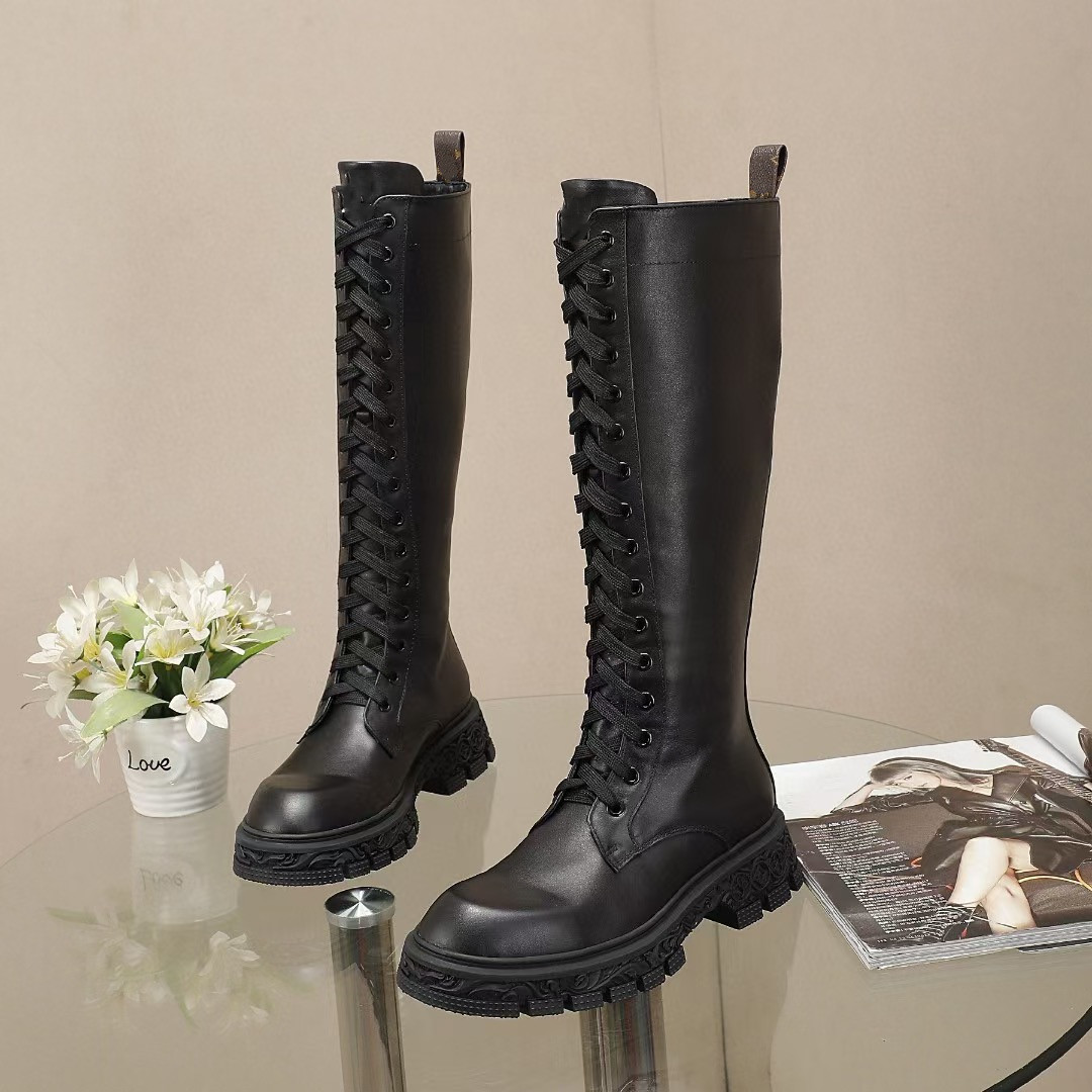 

Designer Boots Women Over The Knee Boots Winter Ankle Boot Adjustable Straps Canvas Zipper 0523, 01