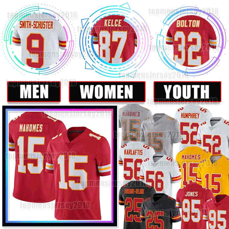 

15 Patrick Mahomes Football Jersey 87 Travis Kelce 32 Nick Bolton Creed Humphrey George Karlaftis Chiefes Trent McDuffie Chris Jones Skyy Moore 9 JuJu Smith-Schuster, Men+patch {s-xxxl}