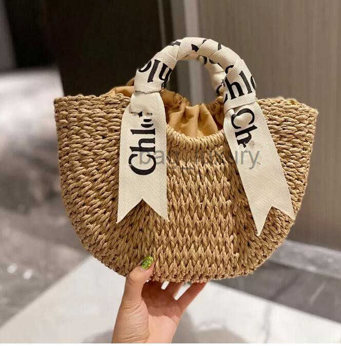 

Totes Women handbags WOODY Tote shopping bag handbag high Wicker Woven hobo fashion linen Large Beach Straw bags luxury designer travel Cro, Beige