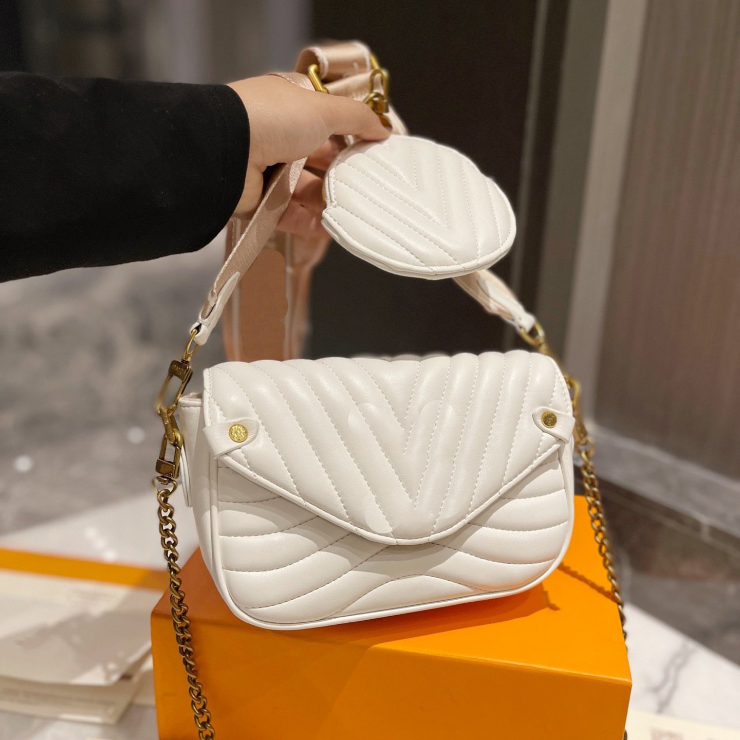 

Luxuries Women Bags Brand Shoulderbags Designer Multi Chainbag Suitbag lady Packet Casual Wallets Genuine Leather Crossbag, Freight