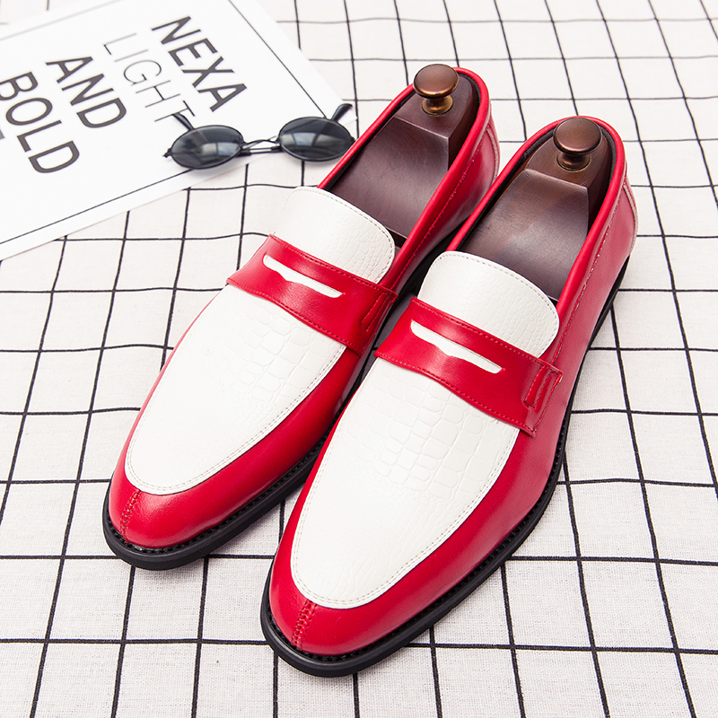 Mocassins hommes chaussures britannique couleur assortie pointu PU Crocodile motif couture masque mode affaires décontracté mariage quotidien AD1