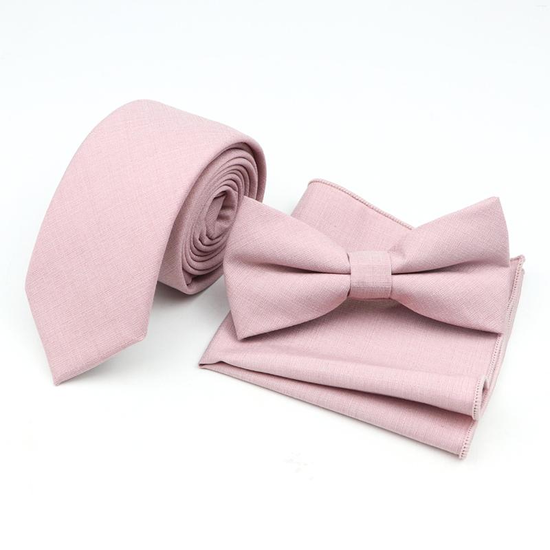 

Bow Ties 15 Solid Color Tie Set Bamboo Fiber Grey Beige Blue Pink Men's Casual Bowtie Hankie For Wedding Party Suit Cravat Accessory