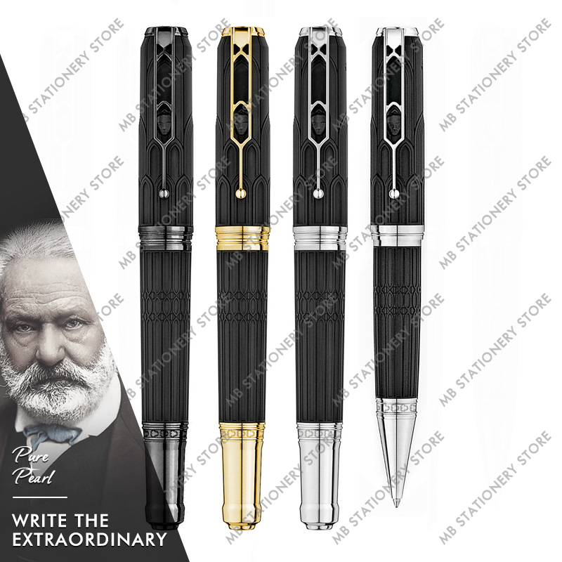 

PPL Victor Hugo Writer Roller/Ballpoint Pen With Cathedral Architectural Style Engraved Pattern Writing Smooth Luxury Design With Series Number 5816/8600, Golden / silver
