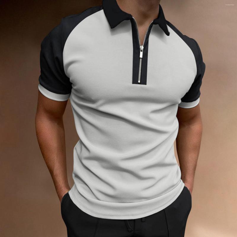 

Men's Polos Male Summer Solid Patchwork T Shirt Turn Down Collar Raglan Sleeve Tops Mod Bod Clothing, Black
