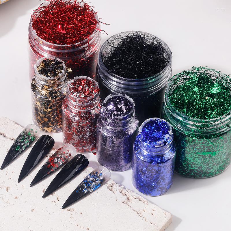 

Nail Art Decorations 1 Bottle Rose Gold Silver Blue Red Tin Foil Sequin Glitter Craft For Eco-Friendly Resin Painting DIY Decoration