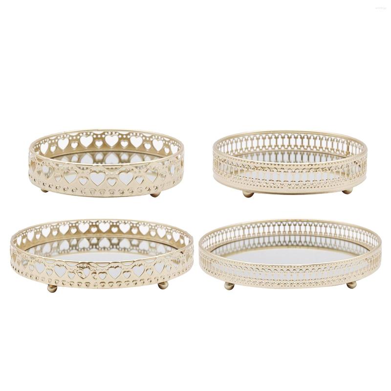 

Jewelry Pouches Vintage Glass Storage Tray Perfume Candle Mirror Cosmetic Desktop