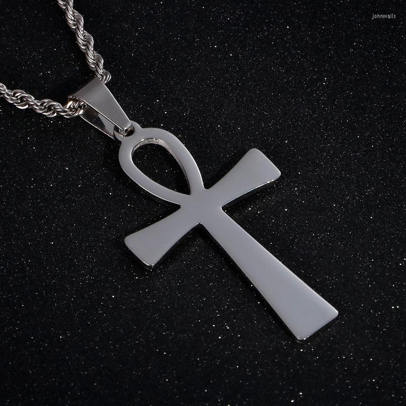 

Pendant Necklaces HaoYi Stainless Steel Egypt Cruz Necklace For Men Fashion Symbol Of Life Jewelry