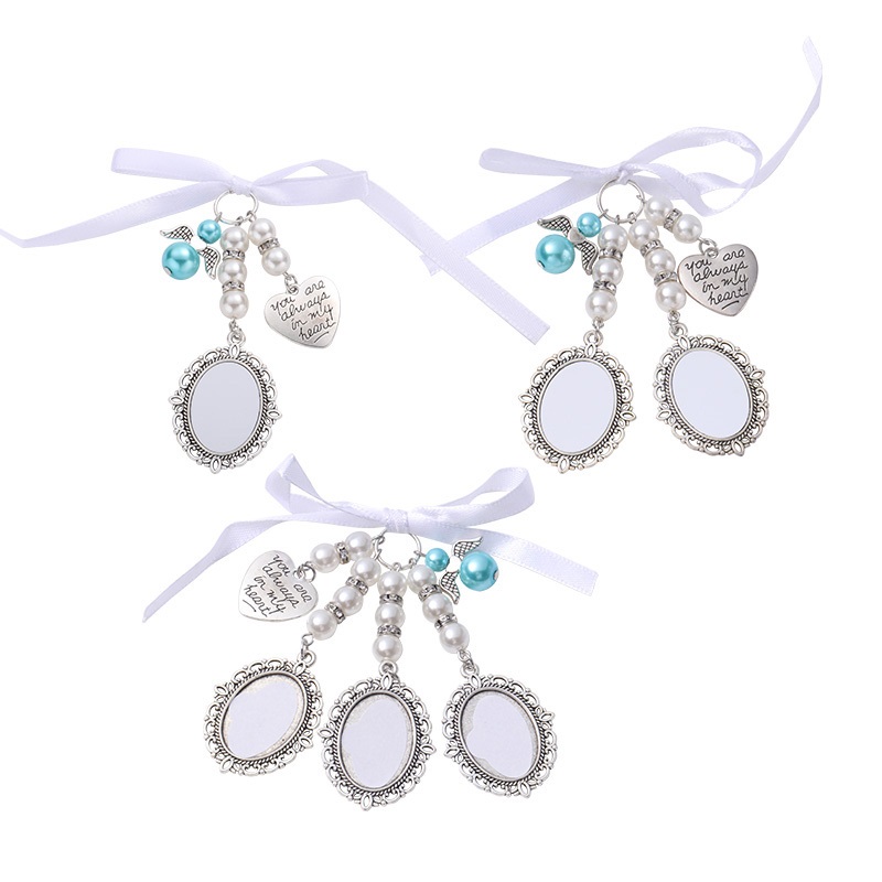 

Sublimation Blanks Wedding Bouquet Charm Bridal Lacy Oval Memorial Bride Angel Pendant You are Always in My Heart Walk Down with Photo Resizing