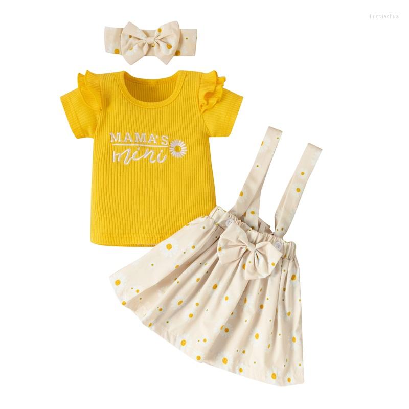 

Clothing Sets Ma&Baby 6-4Y Toddler Baby Kid Girls Clothes Set Ruffls Knitted Letter T-shirt Flower Print Skirts Strap Dresses D35, Yellow